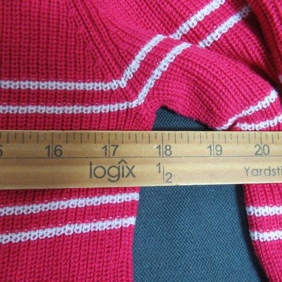 US Polo Assn Sweater Womens M Pink White Striped Knit Long Sleeve Coastal Preppy - Picture 5 of 7